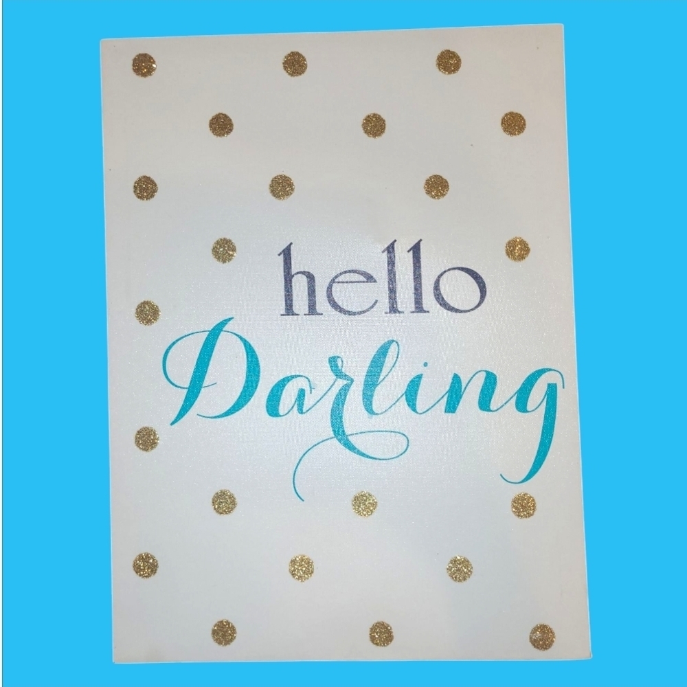 Hello Darling Party Sign with Gold Polka Dots